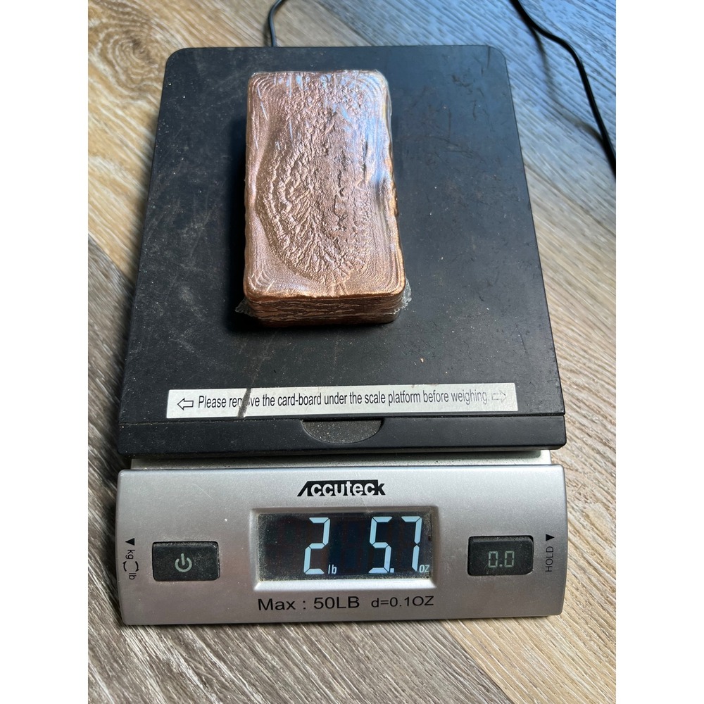 Copper Bullion Bar Copper Hand Poured 2lb 5.7oz Ingot Rugged